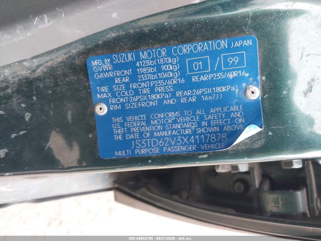 JS3TD62V3X4117878 1999 SUZUKI GRAND VITARA photo no. 9