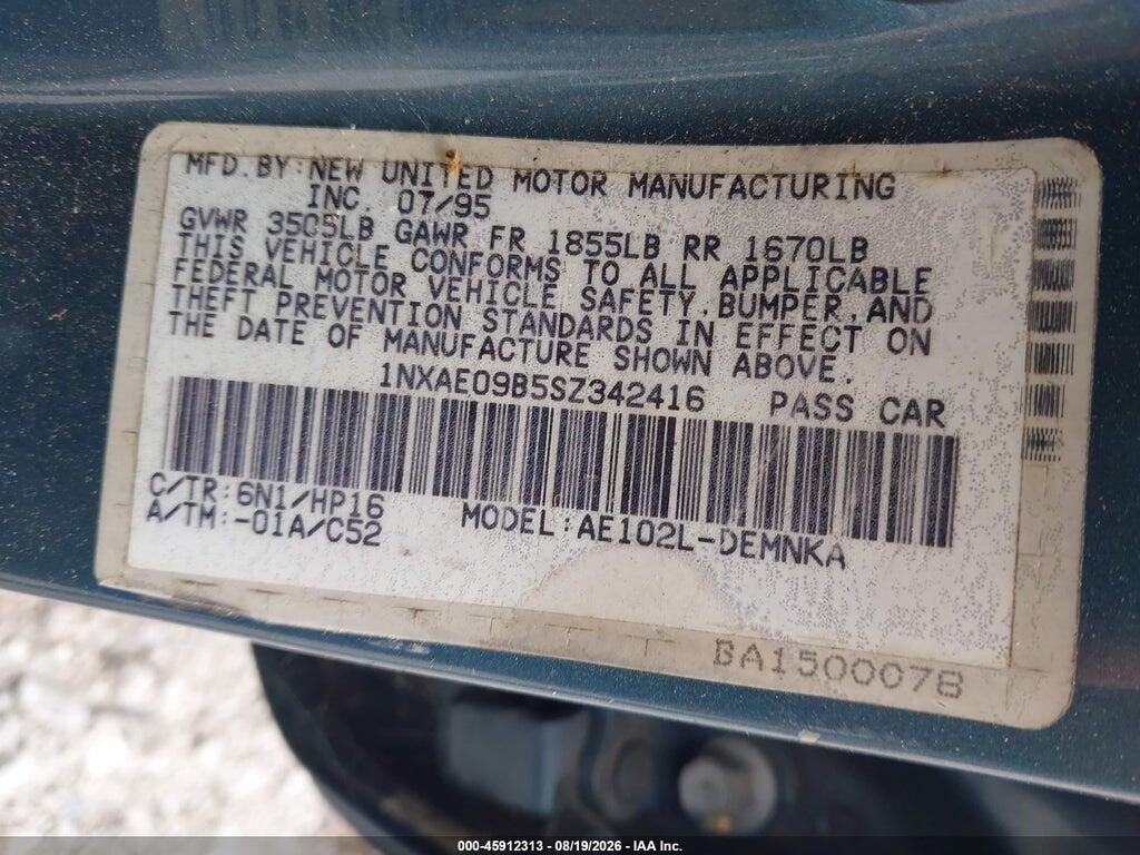 1NXAE09B5SZ342416 1995 TOYOTA COROLLA photo no. 9