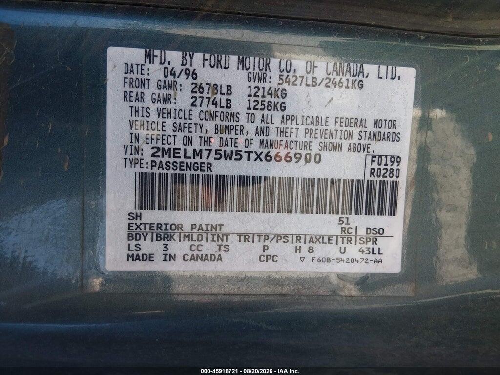 2MELM75W5TX666900 1996 MERCURY GRAND MARQUIS photo no. 9