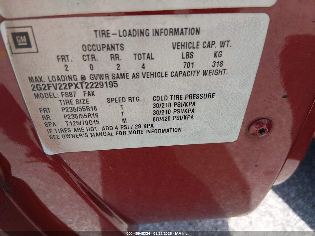 2G2FV22PXT2229195 1996 PONTIAC FIREBIRD photo no. 9