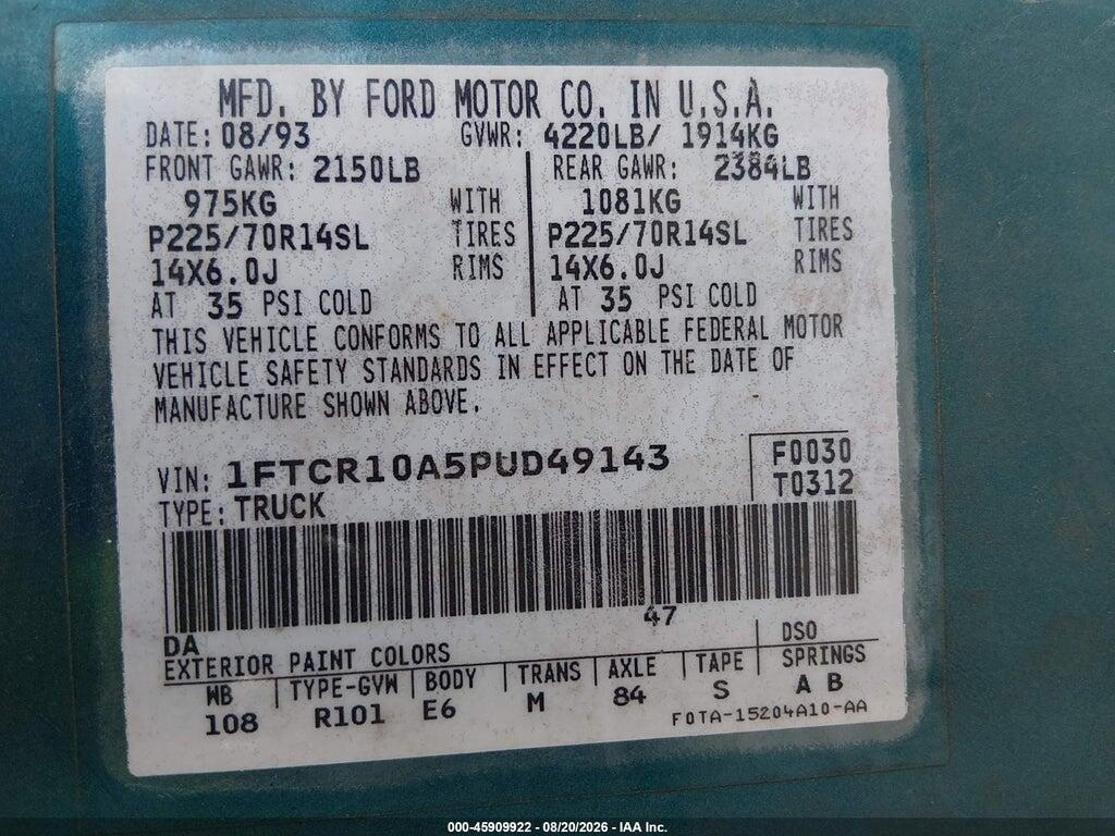 1FTCR10A5PUD49143 1993 FORD RANGER photo no. 9