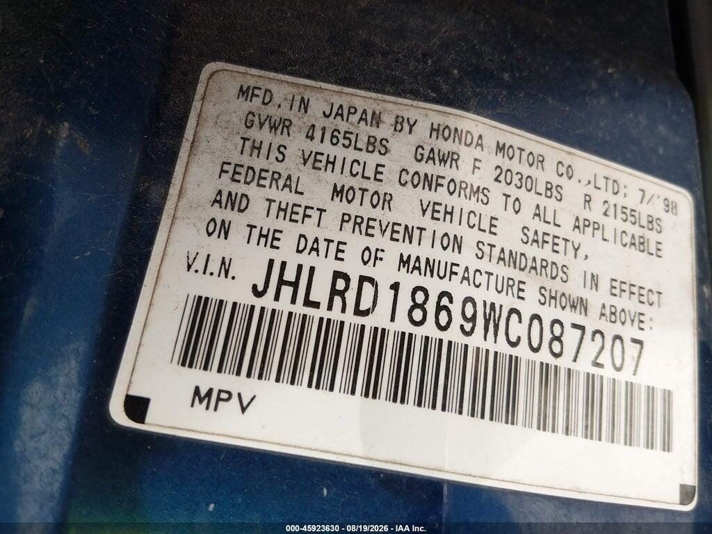 JHLRD1869WC087207 1998 HONDA CR-V photo no. 9