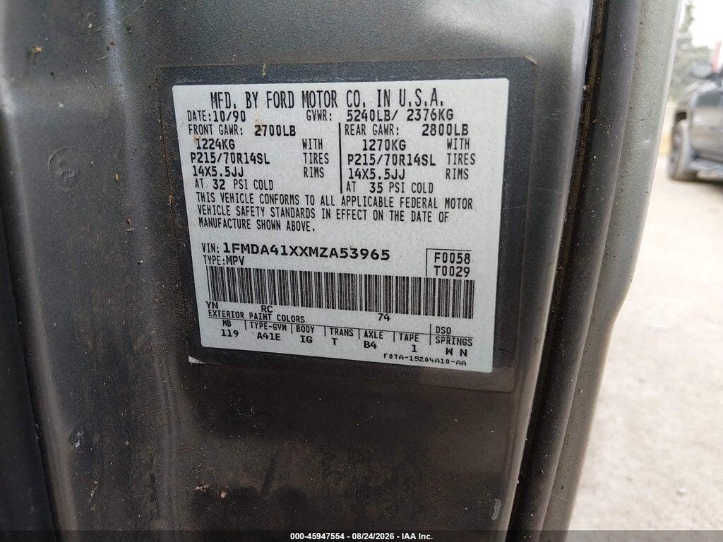 1FMDA41XXMZA53965 1991 FORD AEROSTAR photo no. 9