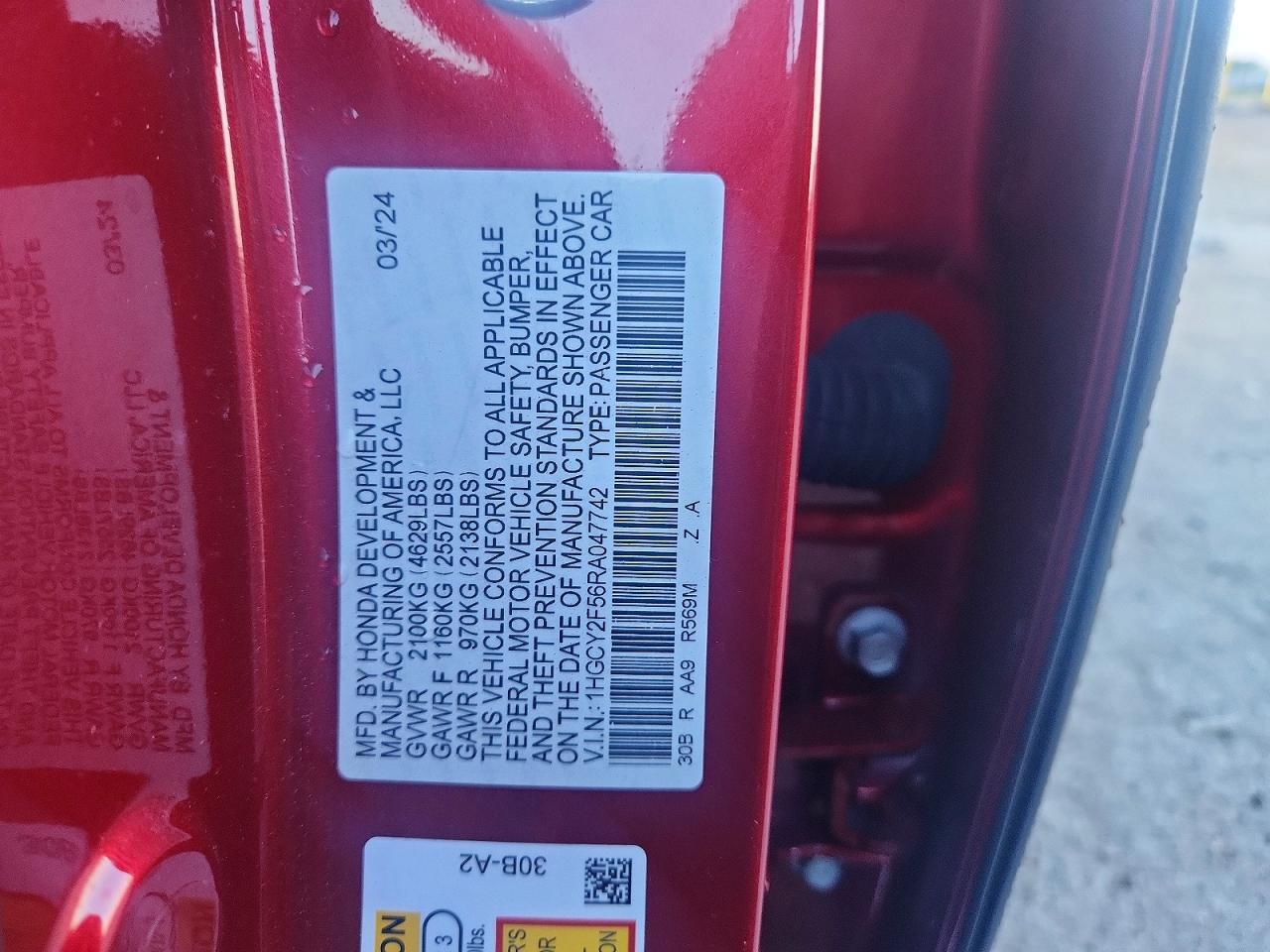 2024 HONDA ACCORD HYBRID SPORT — Фото 12 из 12