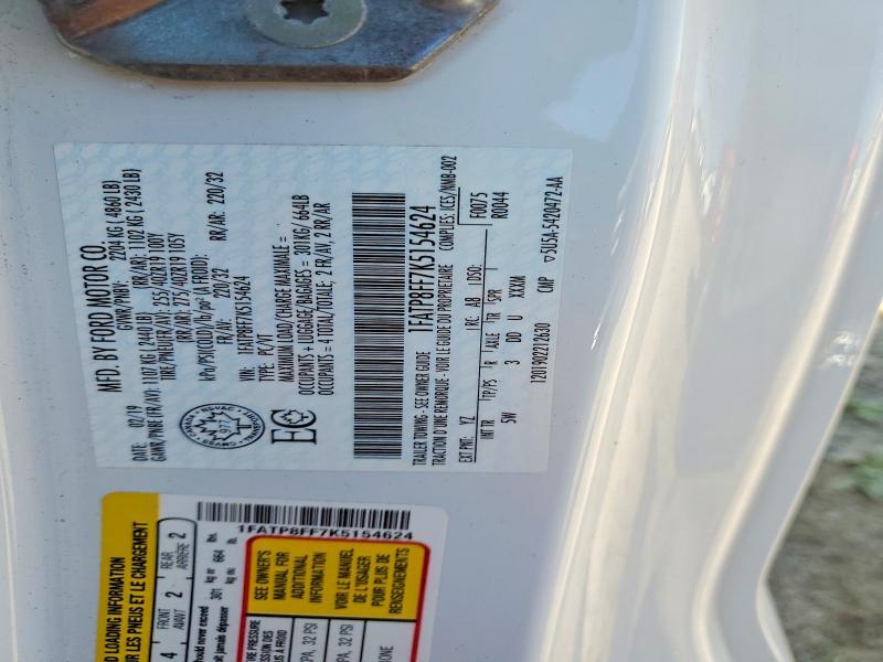 1FATP8FF7K5154624 2019 FORD MUSTANG photo no. 12