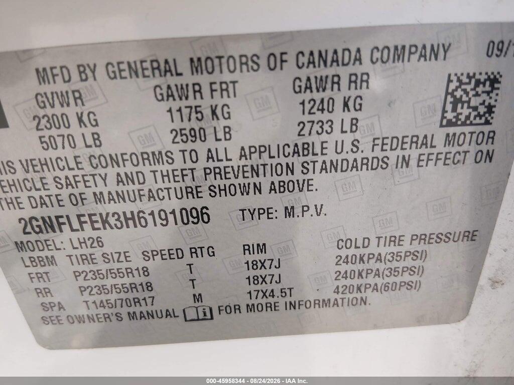 2GNFLFEK3H6191096 2017 CHEVROLET EQUINOX photo no. 9