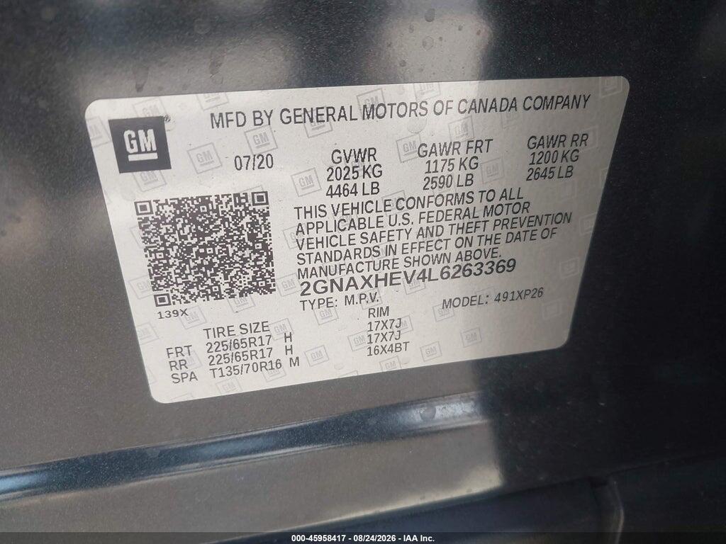 2GNAXHEV4L6263369 2020 CHEVROLET EQUINOX photo no. 9
