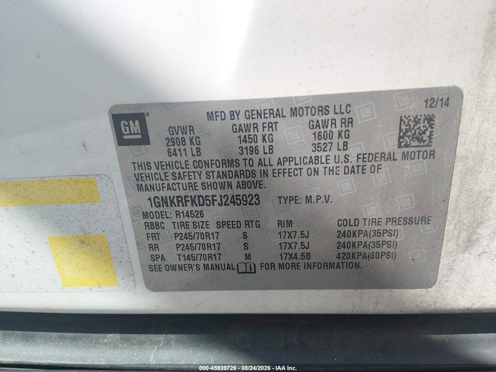 1GNKRFKD5FJ245923 2015 CHEVROLET TRAVERSE photo no. 9