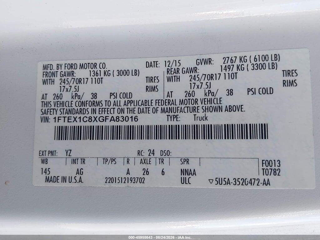 1FTEX1C8XGFA83016 2016 FORD F-150 photo no. 9
