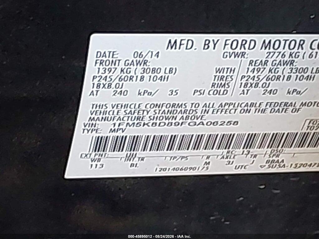 1FM5K8D89FGA06258 2015 FORD EXPLORER photo no. 9