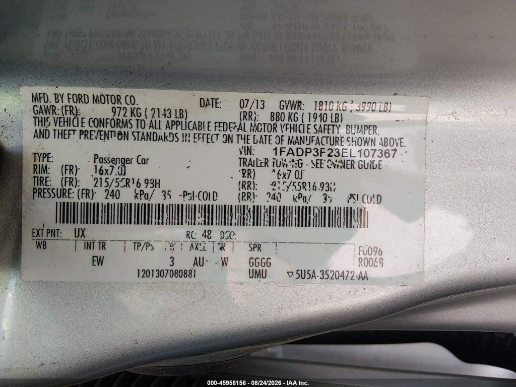 1FADP3F23EL107367 2014 FORD FOCUS photo no. 9