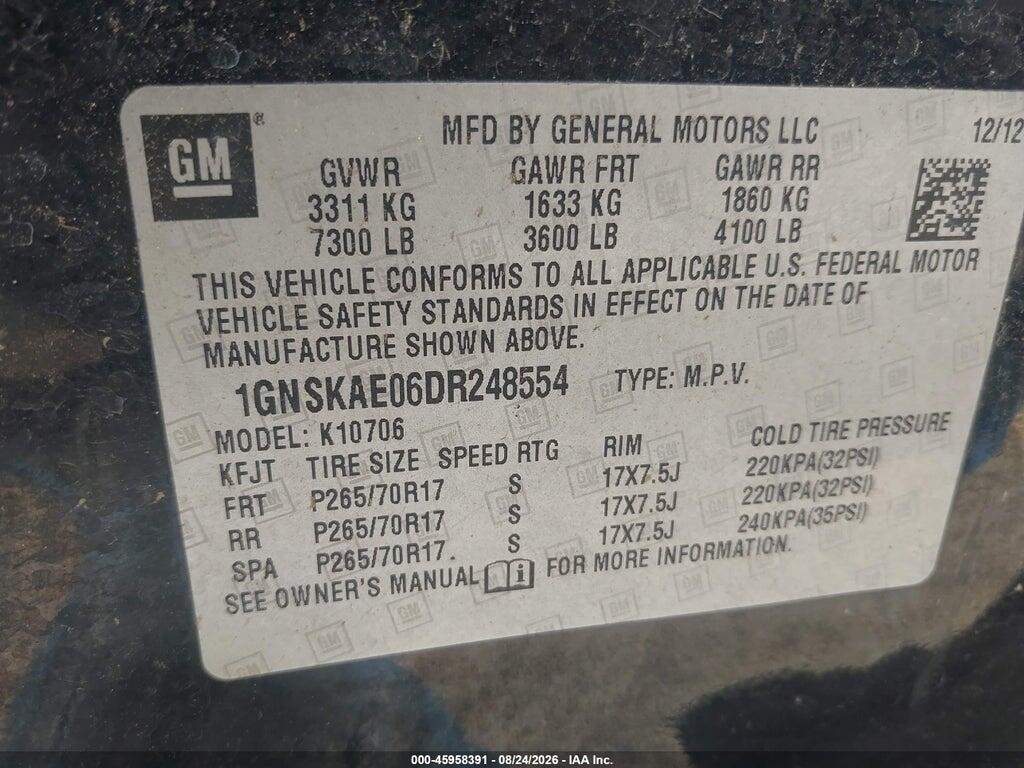 1GNSKAE06DR248554 2013 CHEVROLET TAHOE photo no. 9