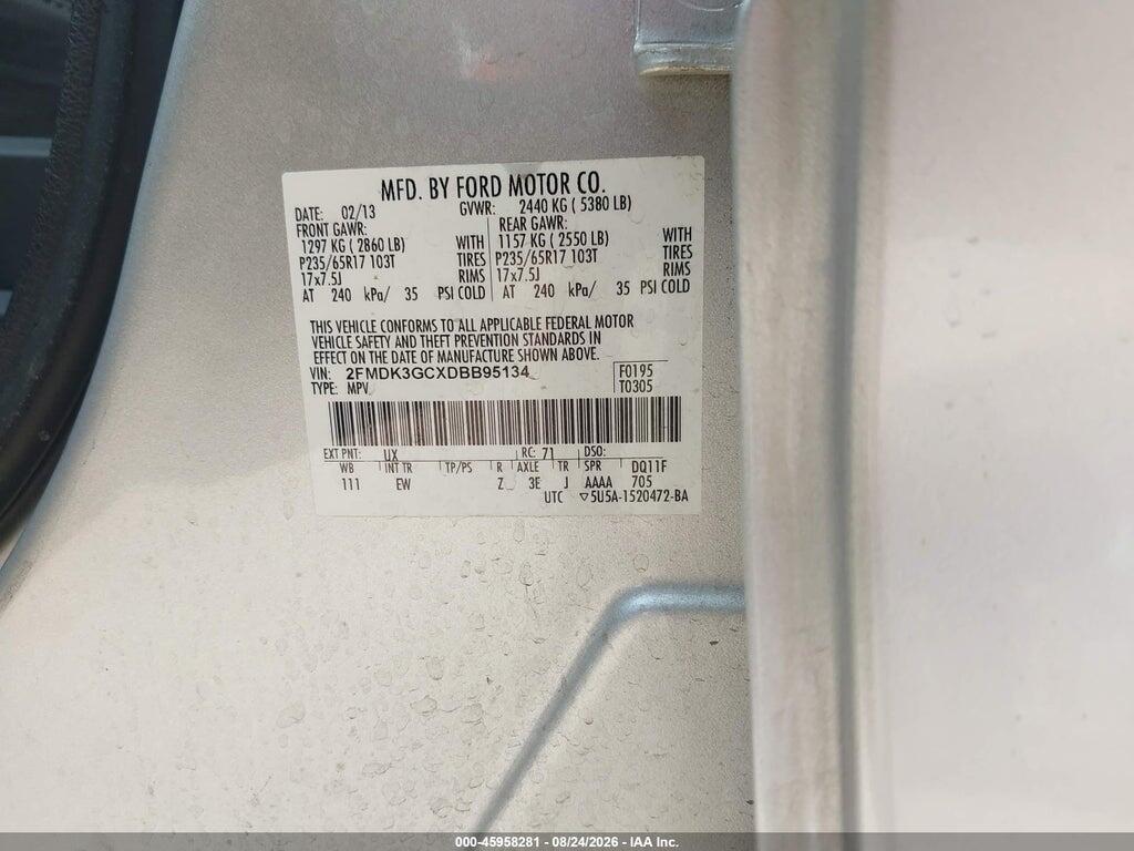 2FMDK3GCXDBB95134 2013 FORD EDGE photo no. 9