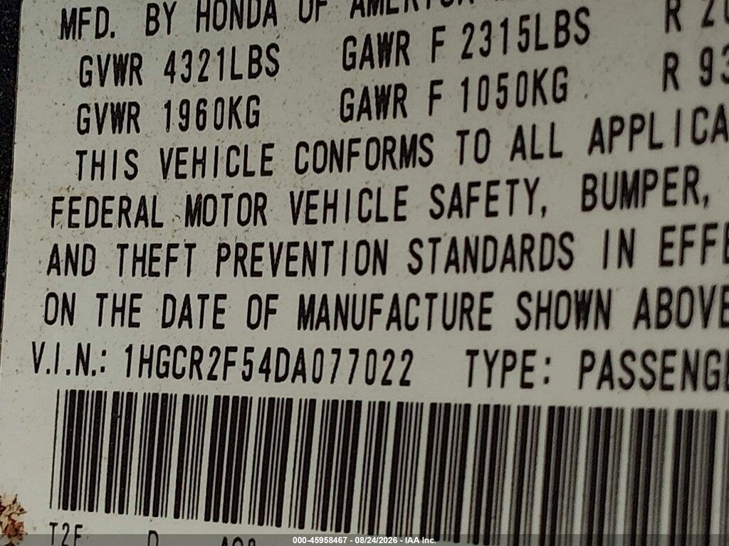 1HGCR2F54DA077022 2013 HONDA ACCORD photo no. 9