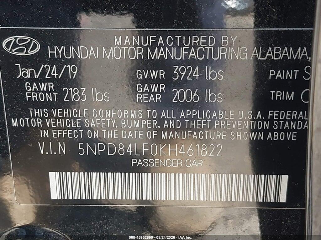 5NPD84LF0KH461822 2019 HYUNDAI ELANTRA photo no. 9