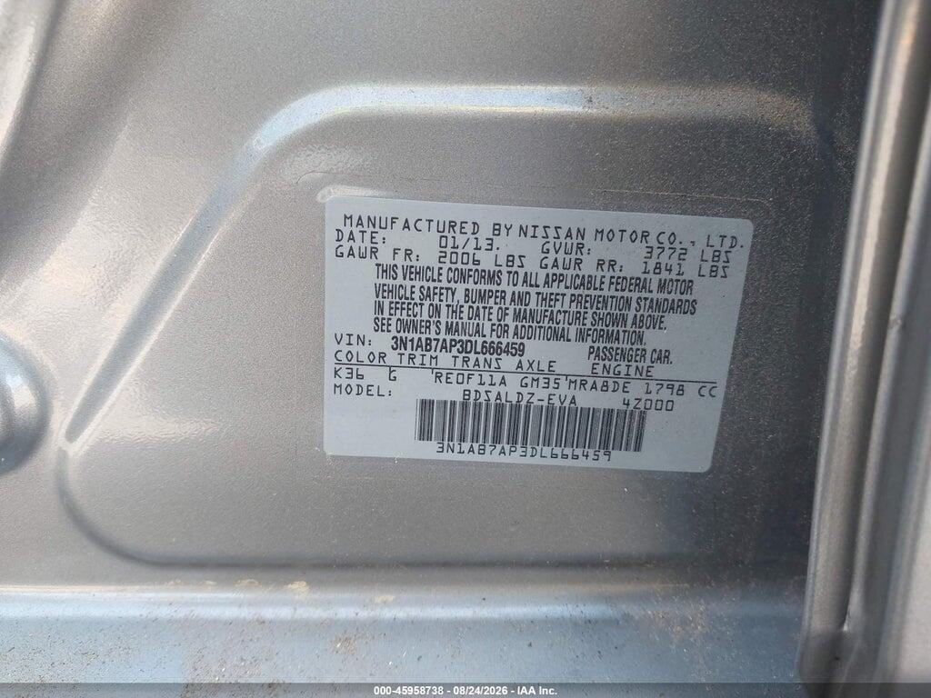 3N1AB7AP3DL666459 2013 NISSAN SENTRA photo no. 9