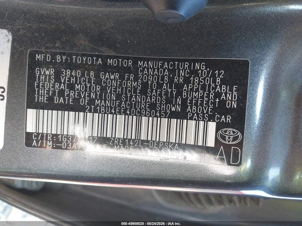 2T1BU4EE4DC960457 2013 TOYOTA COROLLA photo no. 9