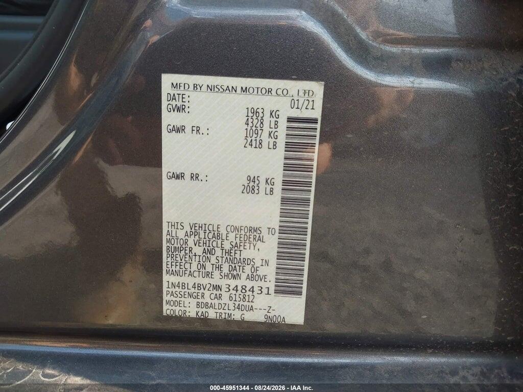 1N4BL4BV2MN348431 2021 NISSAN ALTIMA photo no. 9