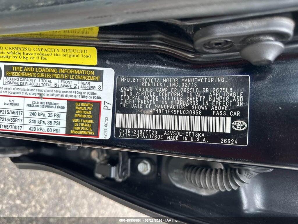 4T1BF1FK9FU030858 2015 TOYOTA CAMRY photo no. 9