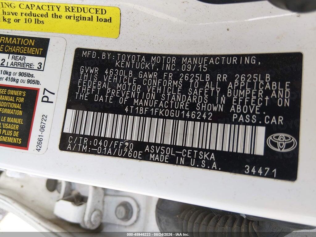4T1BF1FK0GU146242 2016 TOYOTA CAMRY photo no. 9