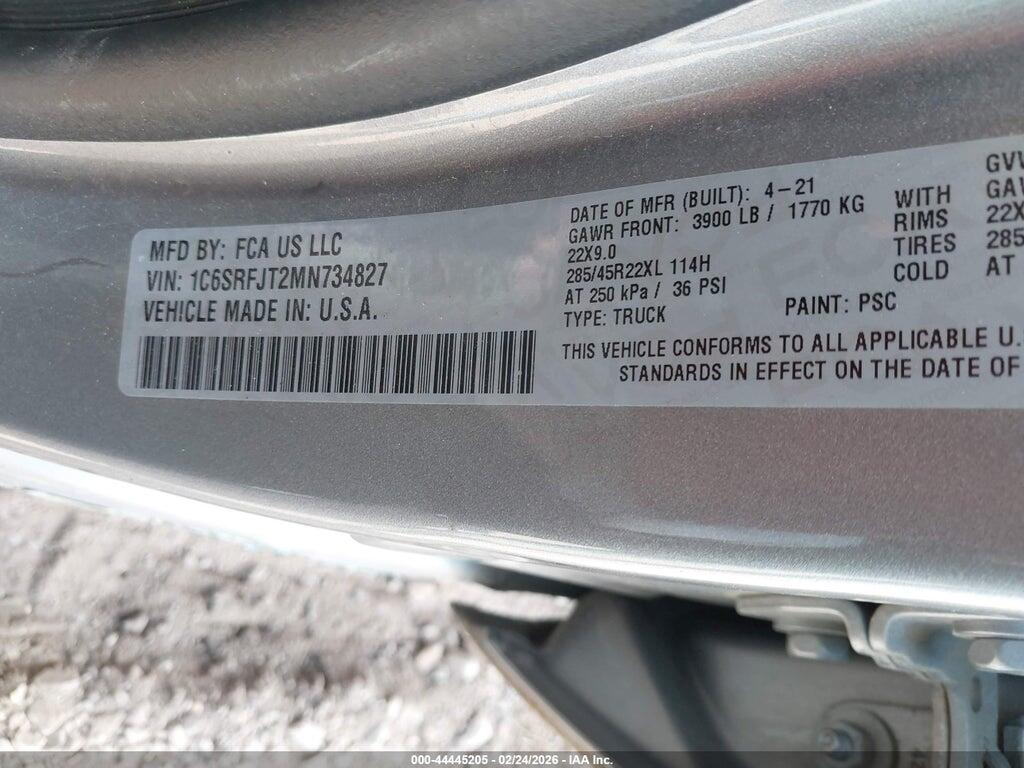 1C6SRFJT2MN734827 2021 RAM 1500 photo no. 9