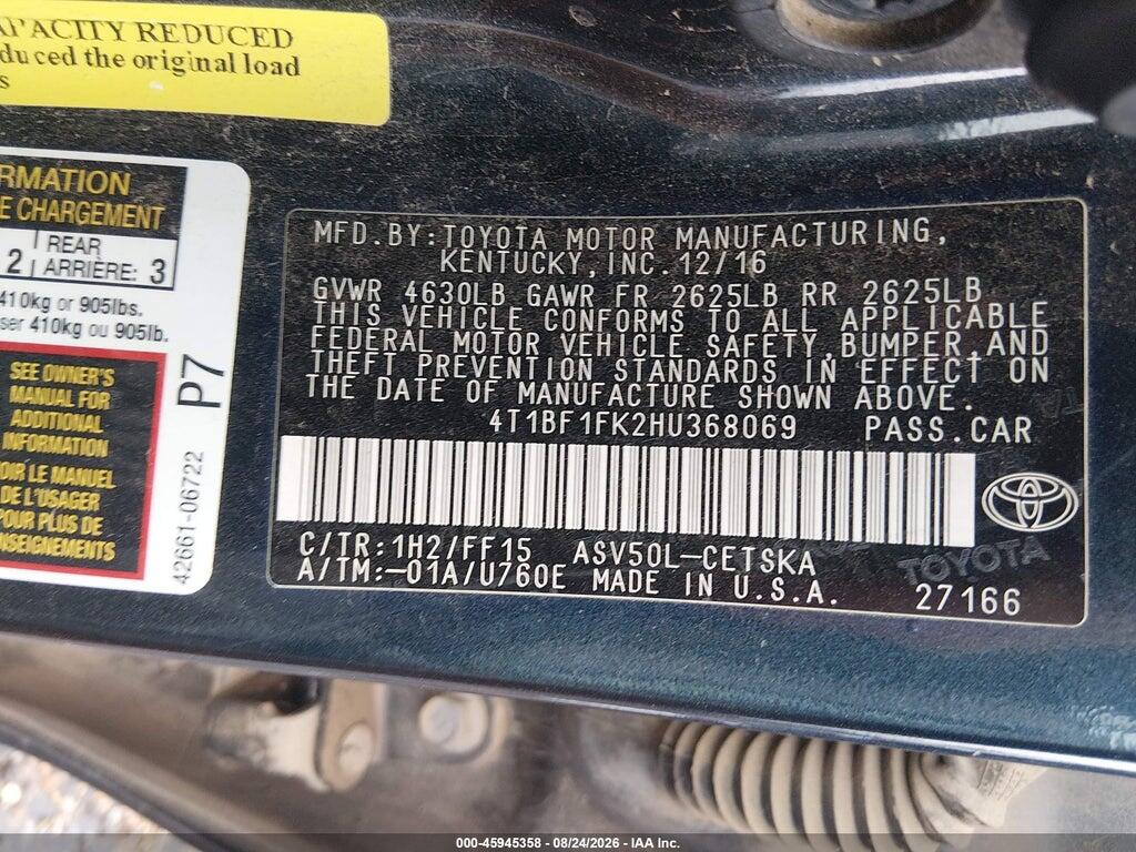 4T1BF1FK2HU368069 2017 TOYOTA CAMRY photo no. 9