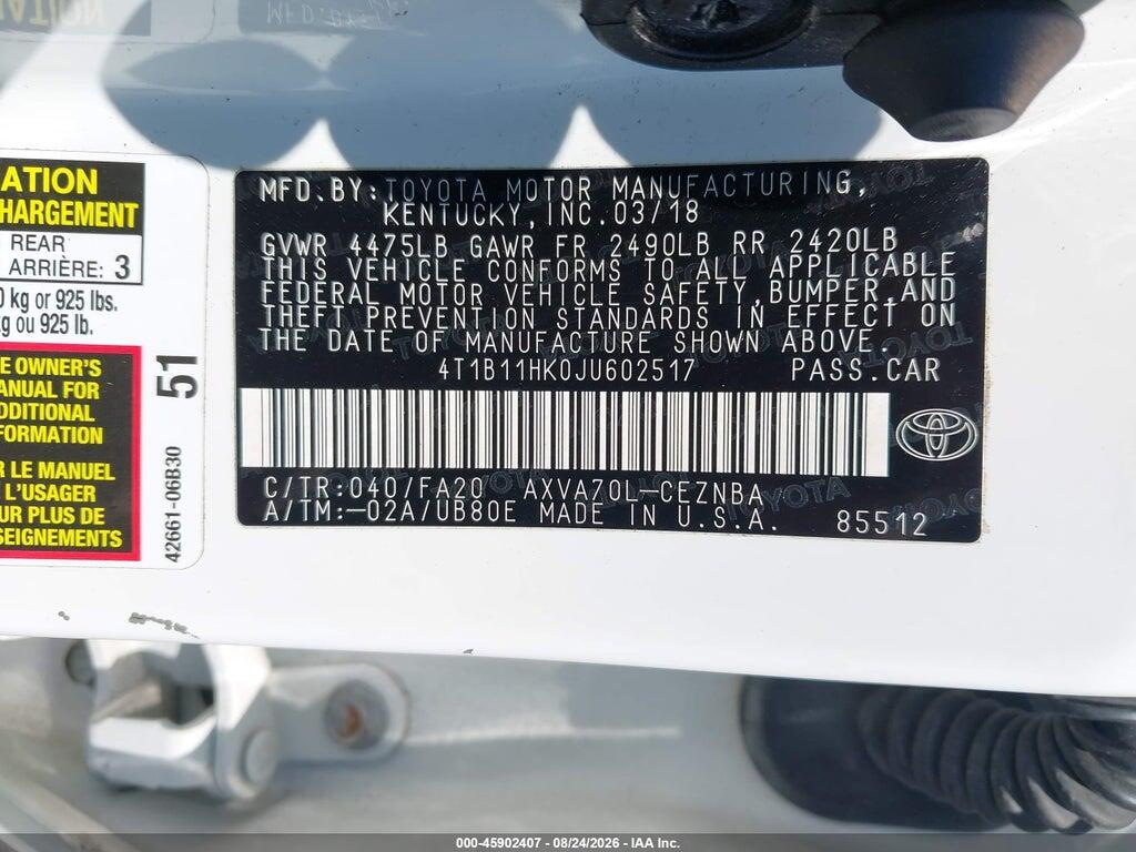 4T1B11HK0JU602517 2018 TOYOTA CAMRY photo no. 9