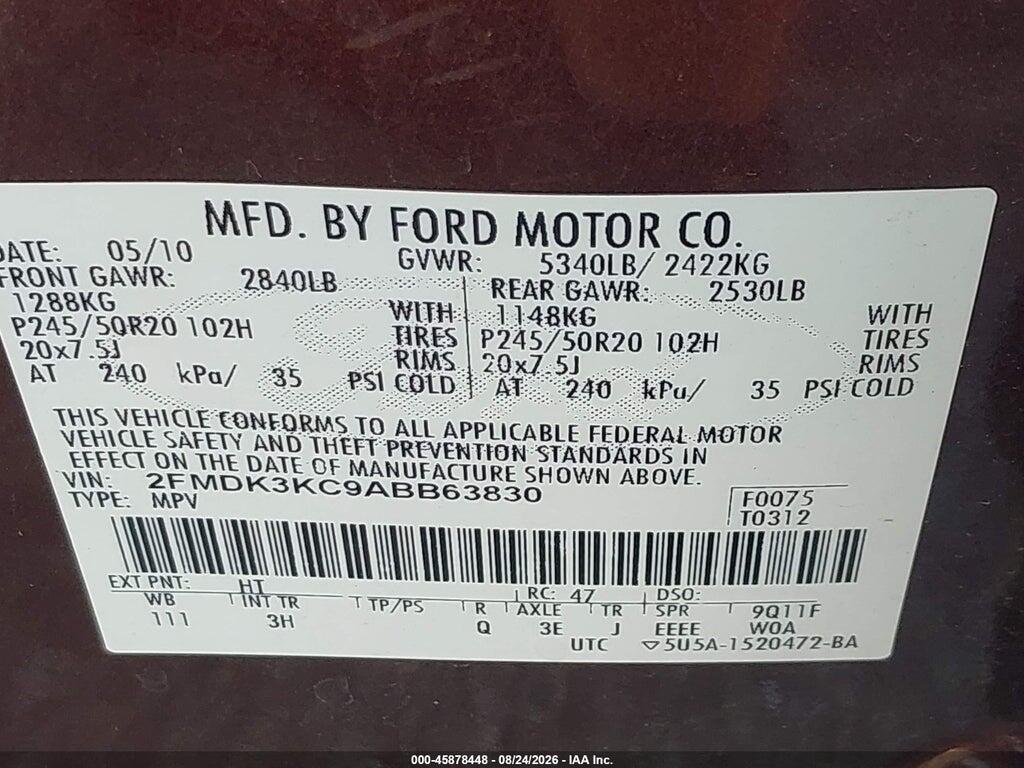 2FMDK3KC9ABB63830 2010 FORD EDGE photo no. 9