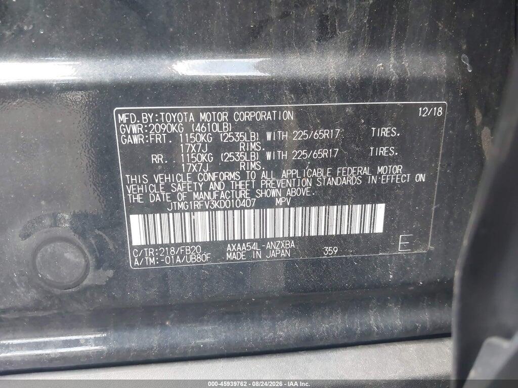 JTMG1RFV3KD010407 2019 TOYOTA RAV4 photo no. 9