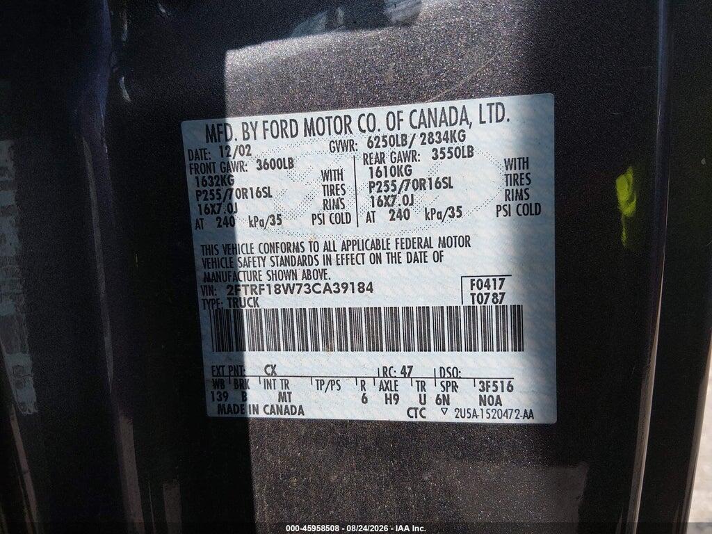 2FTRF18W73CA39184 2003 FORD F-150 photo no. 9