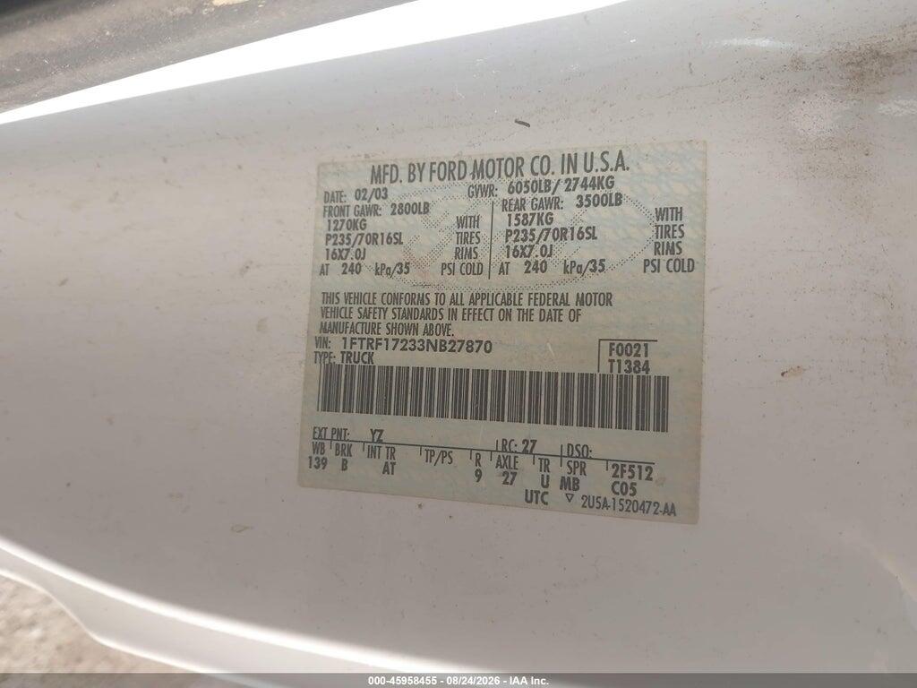 1FTRF17233NB27870 2003 FORD F-150 photo no. 9