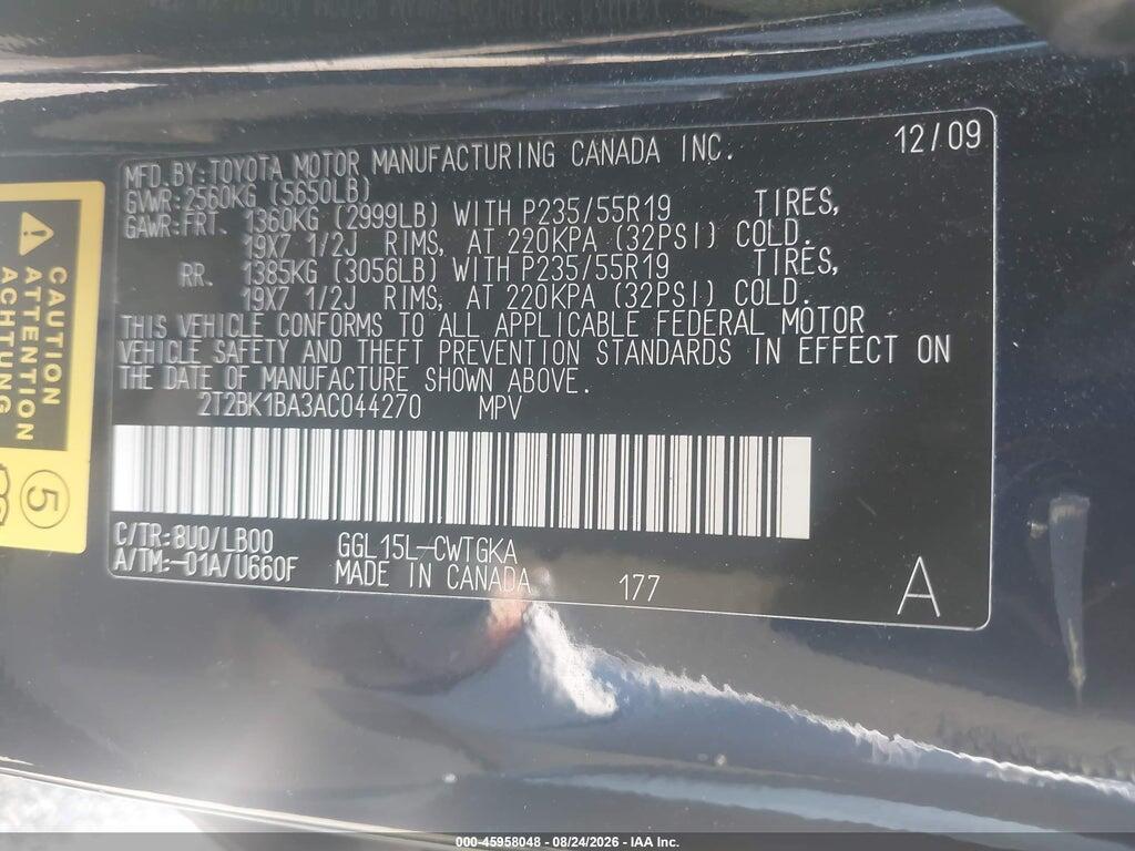 2T2BK1BA3AC044270 2010 LEXUS RX 350 photo no. 9