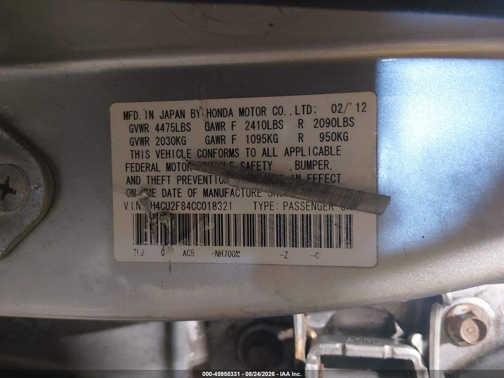 JH4CU2F84CC018321 2012 ACURA TSX photo no. 9