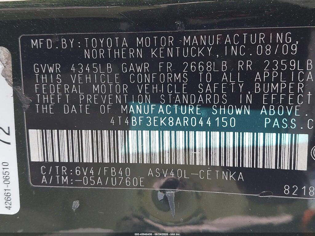 4T4BF3EK8AR044150 2010 TOYOTA CAMRY photo no. 9