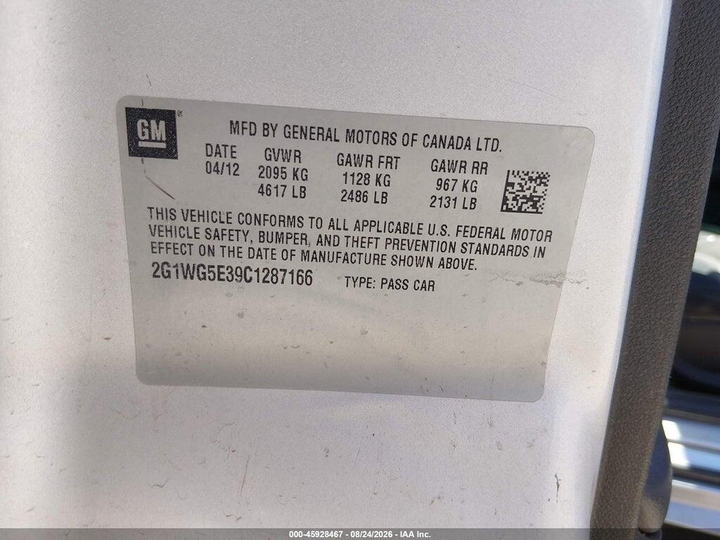 2G1WG5E39C1287166 2012 CHEVROLET IMPALA photo no. 9