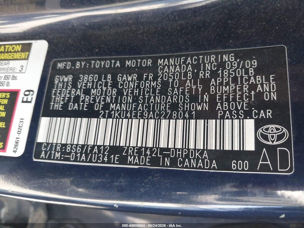 2T1KU4EE9AC278041 2010 TOYOTA MATRIX photo no. 9