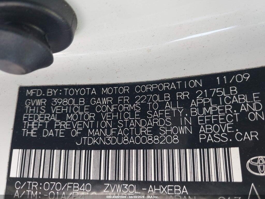 JTDKN3DU8A0088208 2010 TOYOTA PRIUS photo no. 9