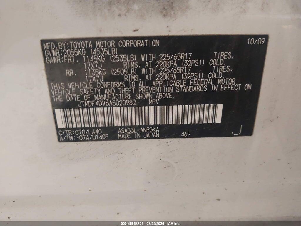 JTMDF4DV6A5020982 2010 TOYOTA RAV4 photo no. 9