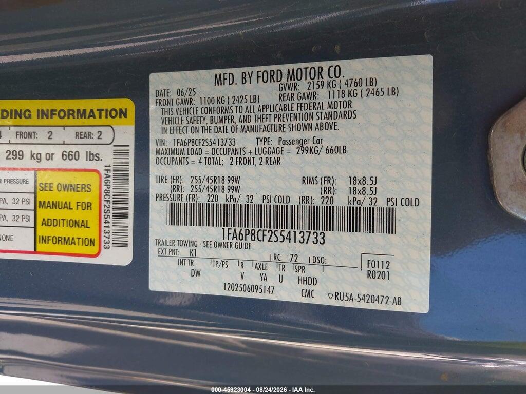 1FA6P8CF2S5413733 2025 FORD MUSTANG photo no. 9
