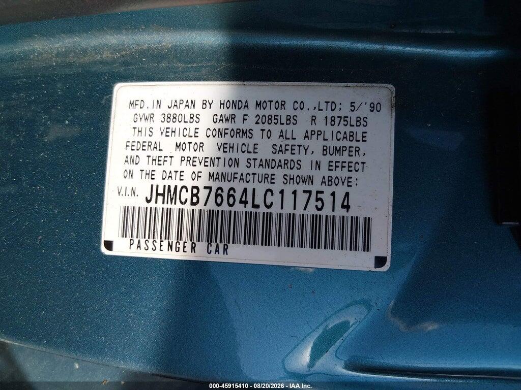 JHMCB7664LC117514 1990 HONDA ACCORD photo no. 9