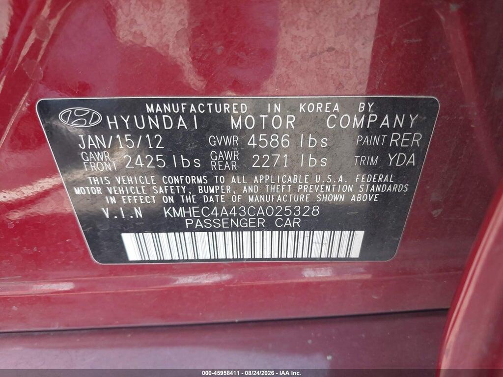 KMHEC4A43CA025328 2012 HYUNDAI SONATA HYBRID photo no. 9