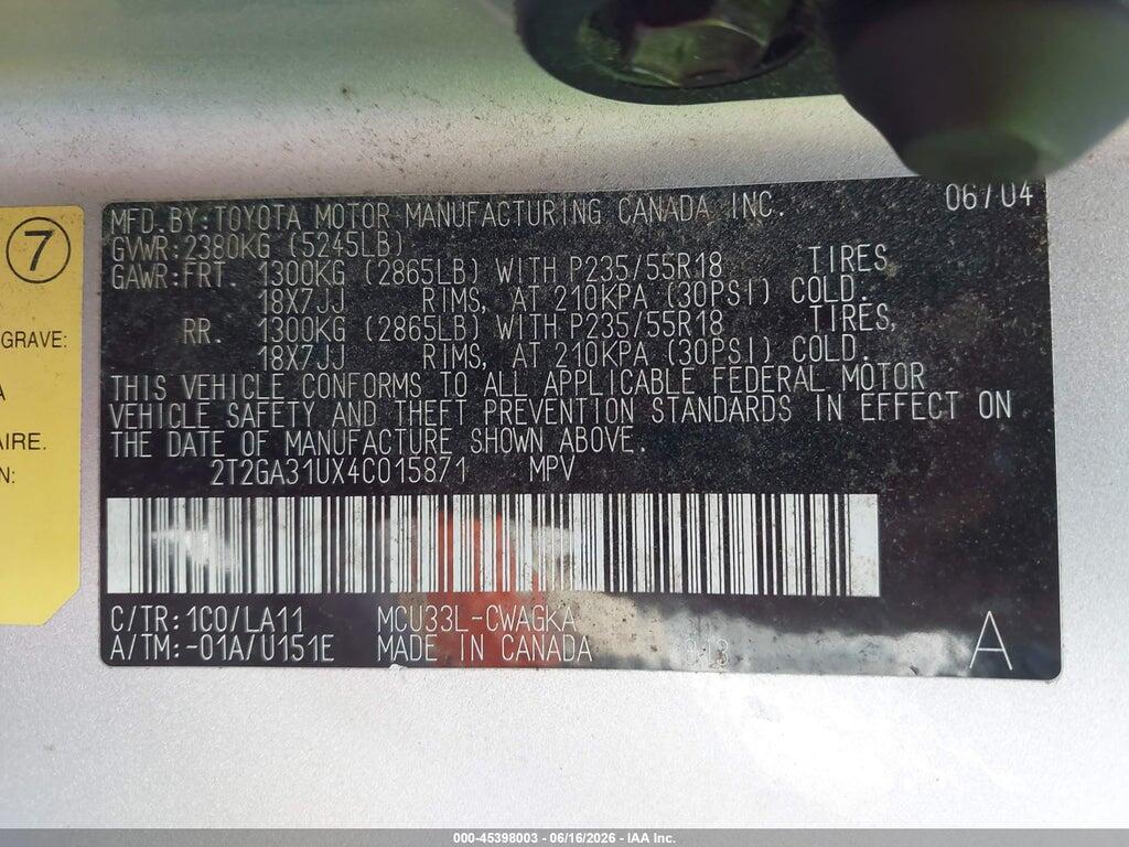 2T2GA31UX4C015871 2004 LEXUS RX 330 photo no. 9