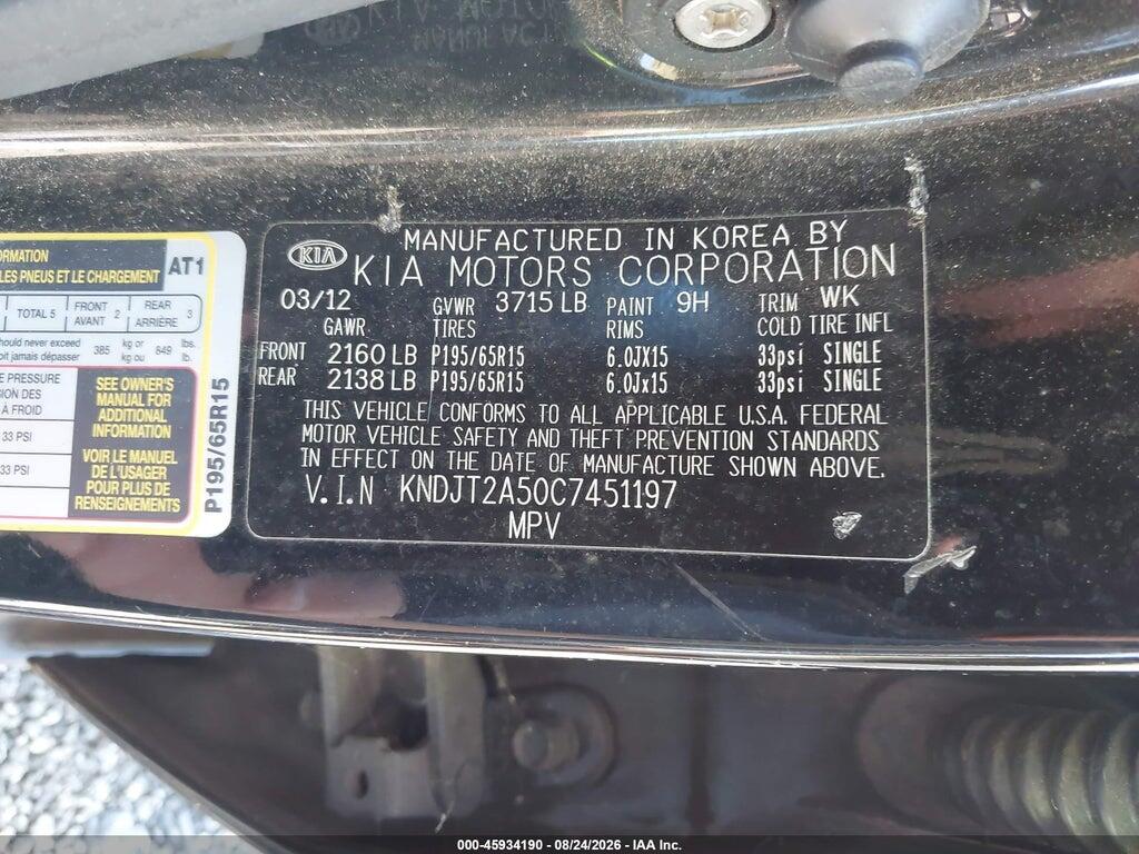 KNDJT2A50C7451197 2012 KIA SOUL photo no. 9