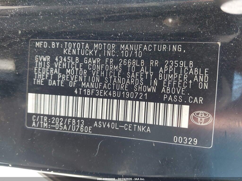 4T1BF3EK4BU190721 2011 TOYOTA CAMRY photo no. 9