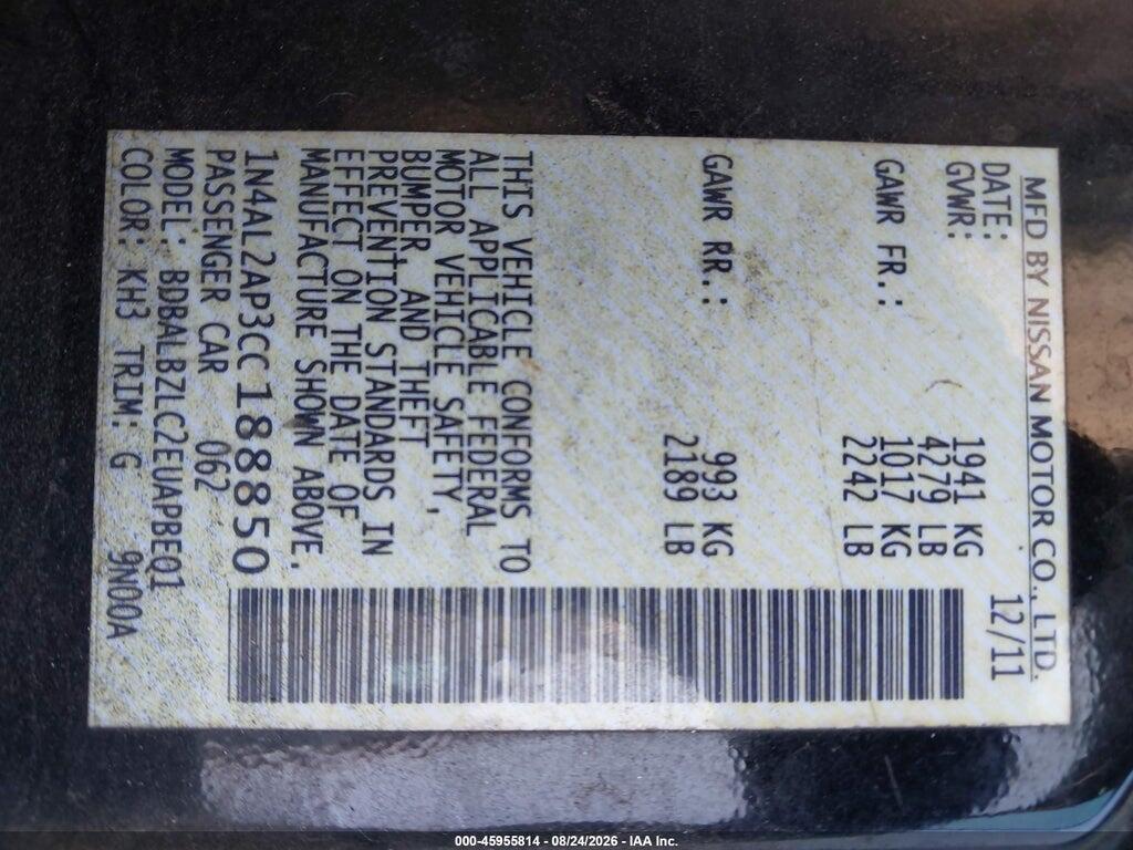 1N4AL2AP3CC188850 2012 NISSAN ALTIMA photo no. 9