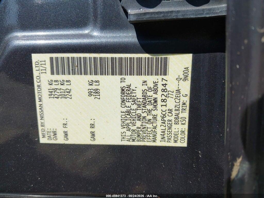 1N4AL2AP6CC182847 2012 NISSAN ALTIMA photo no. 9