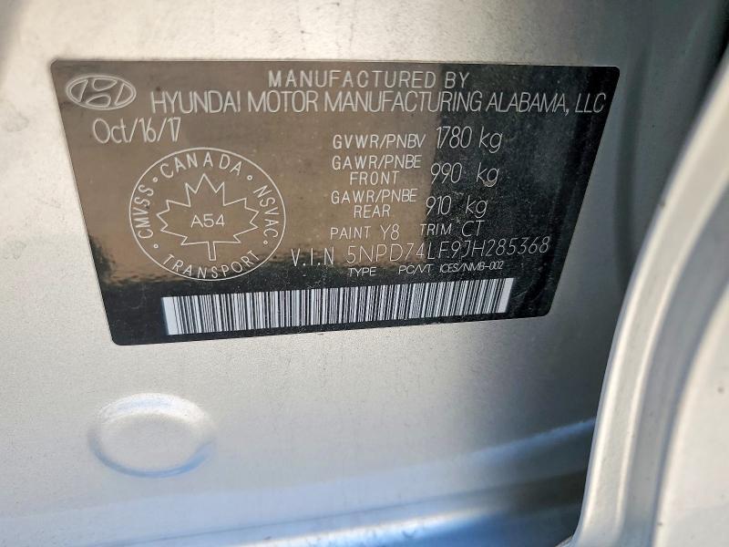 5NPD74LF9JH285368 2018 HYUNDAI ELANTRA photo no. 12