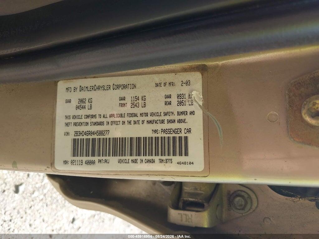 2B3HD46R04H588277 2004 DODGE INTREPID photo no. 7