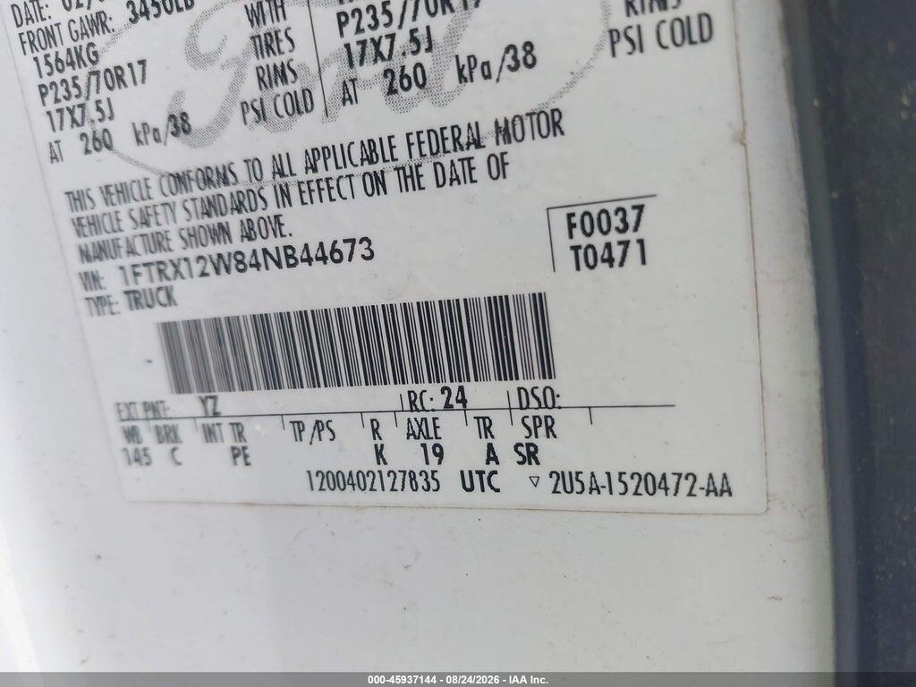 1FTRX12W84NB44673 2004 FORD F-150 photo no. 9