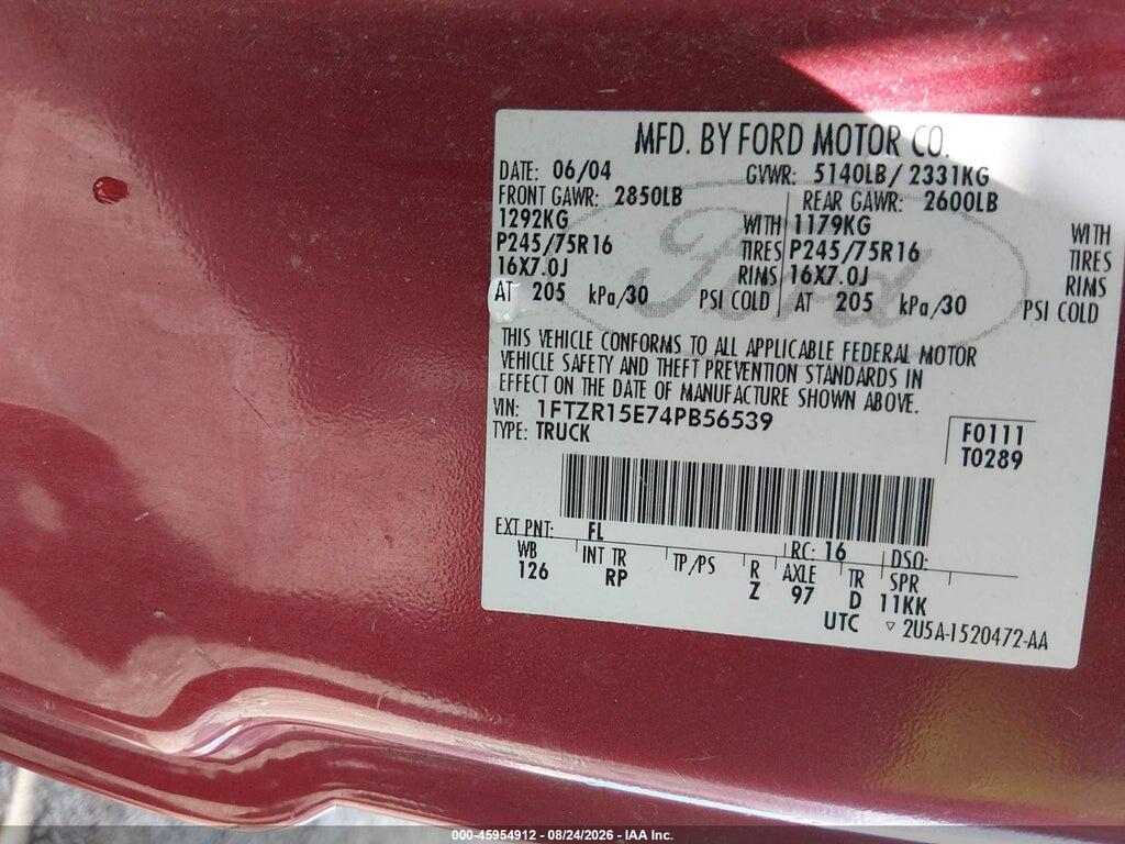 1FTZR15E74PB56539 2004 FORD RANGER photo no. 9